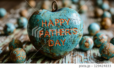 Blue heart with the words Happy Father's Day written on it 129424833