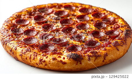 Pepperoni pizza with a lot of pepperoni on it 129425022