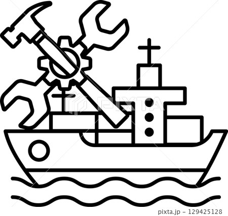 A ship with a wrench and a screwdriver on it 129425128