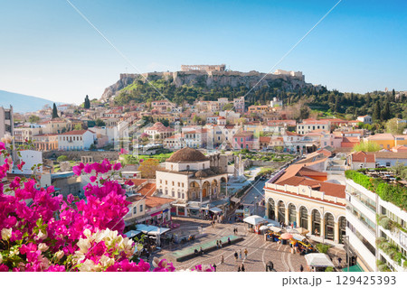 Skyline of Athenth with Acropolis hill 129425393