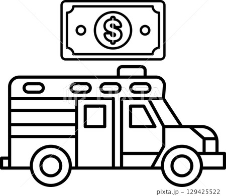 A black and white drawing of a dollar bill on top of a dollar sign 129425522