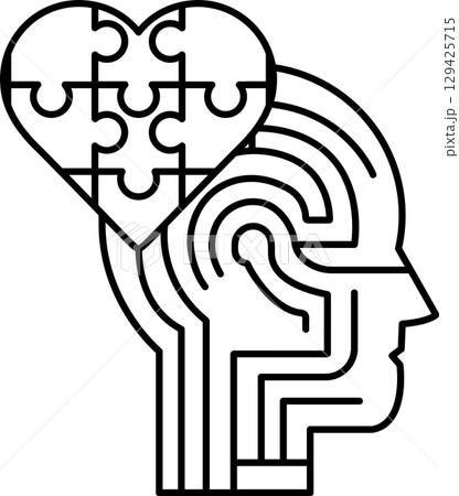 A puzzle piece with a heart in the middle 129425715