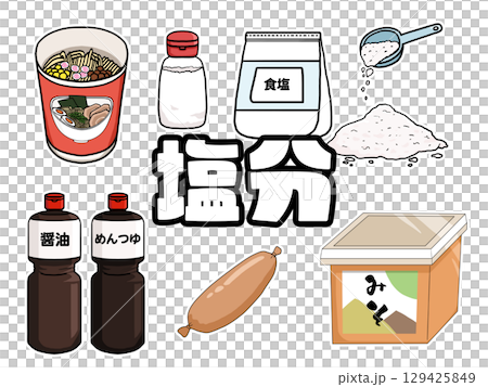 塩分のイメージイラスト（背景なし）（日本語） 129425849