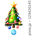 Whimsical Christmas Tree, with playful ornaments and a cheerful atmosphere, isolated on a transparent background. 129426245