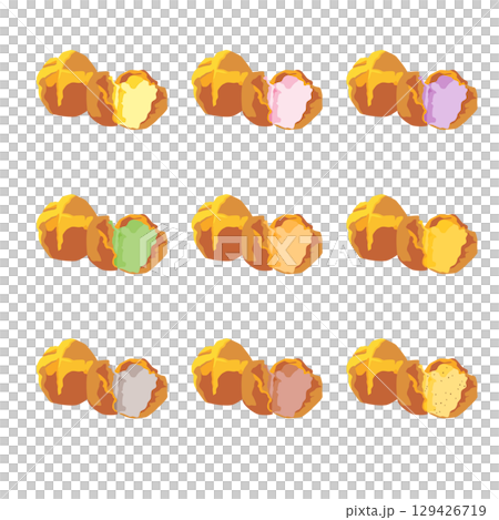 様々なフレーバーのサーターアンダギー 様々なフレーバーのサーターアンダギー 129426719