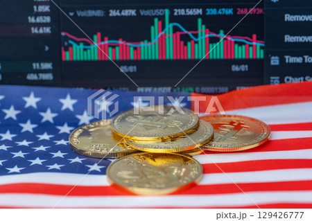 cryptocurrency on the background of stock 129426777