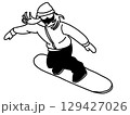 スノーボード_女_白黒 129427026