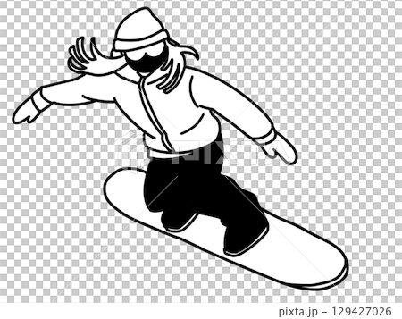 Snowboarding_woman_black and white 129427026