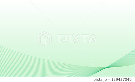 シンプルな緑色のグラデーションの波形イメージ　曲線　背景素材 129427040