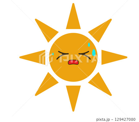 暑そうな太陽。炎天下。ベクターイラスト	 129427080