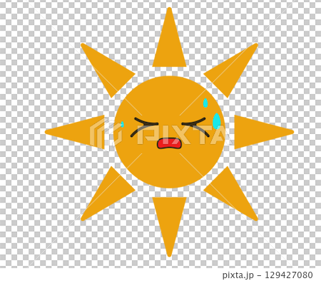 暑そうな太陽。炎天下。ベクターイラスト	 129427080