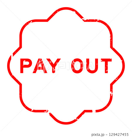 Grunge red pay out word square rubber seal stamp on white background 129427455