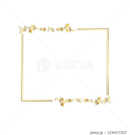 Elegant Golden Frame with Floral Accents free vector illustration 129427507