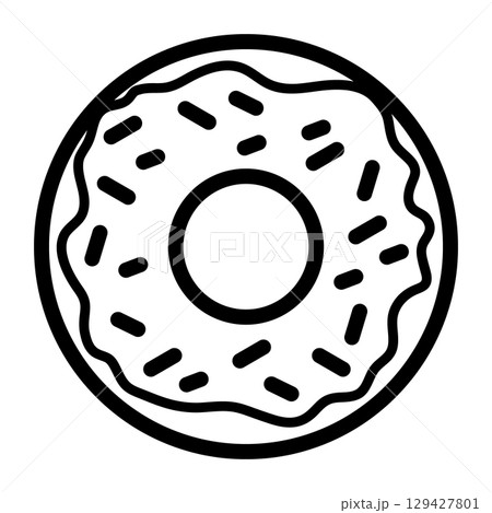 Donut line icon. Delicious food illustration for design. Vector isolated on white background. Donut line icon. Delicious food illustration for design. Vector isolated on white background. 129427801