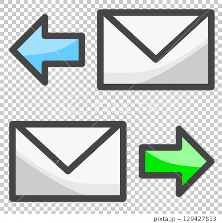 透過電子郵件發送和接收文字和通知的圖標插圖 透過電子郵件發送和接收文字和通知的圖標插圖 129427813