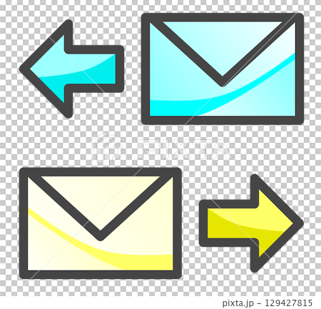 Illustration of icons for sending and receiving text and notifications via email Illustration of icons for sending and receiving text and notifications via email 129427815