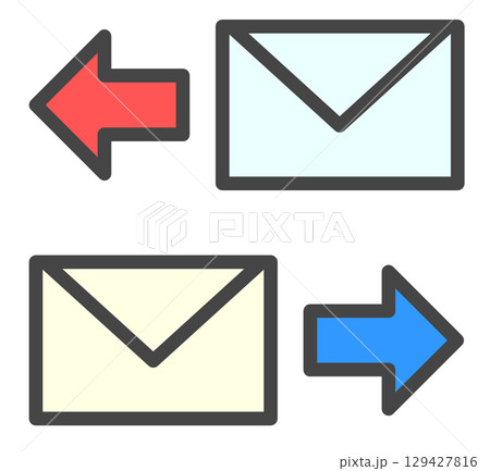 文章やお知らせを電子メールで送受信するアイコンのイラスト 129427816