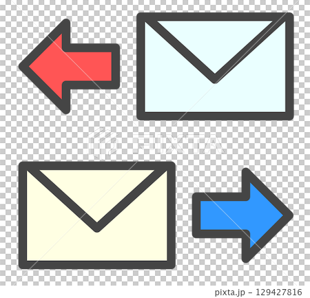 Illustration of icons for sending and receiving text and notifications via email Illustration of icons for sending and receiving text and notifications via email 129427816