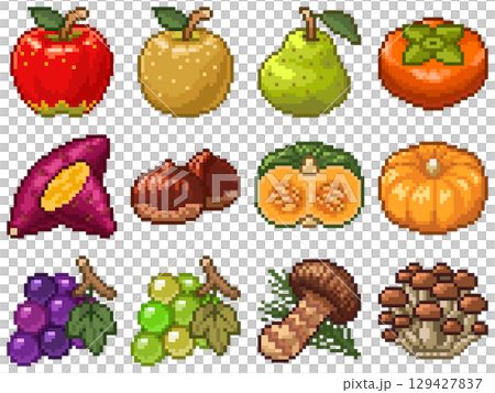 Autumn Flavors Pixel Pictograms Vol.1 (12 pieces including fruits, vegetables, mushrooms, etc.) Autumn Flavors Pixel Pictograms Vol.1 (12 pieces including fruits, vegetables, mushrooms, etc.) 129427837