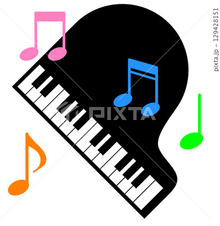 演奏会やコンサートでピアノの音楽を奏でるイラスト 演奏会やコンサートでピアノの音楽を奏でるイラスト 129428151