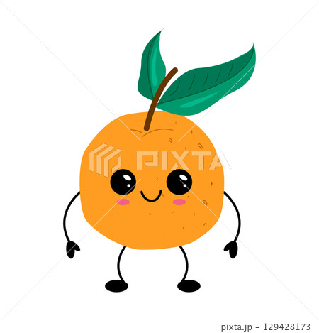 Kawaii orange character cartoon illustration 129428173