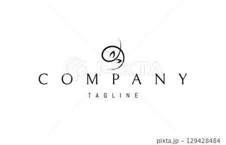A vector logo featuring an abstract image a sprout with leaves shaped like the sun, symbolizing growth, energy, and renewal. 129428484