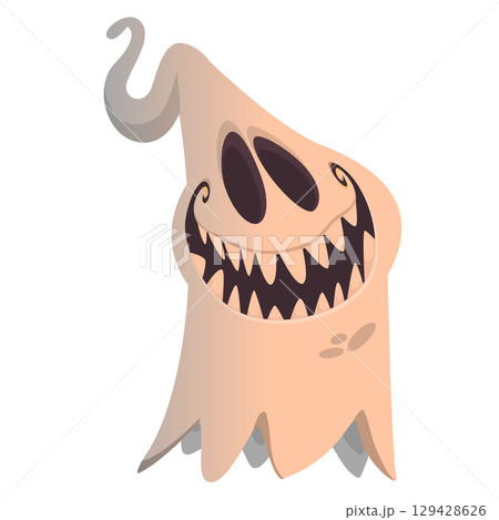 Cartoon cute ghost monster with funny excited face expression waving hands Cartoon cute ghost monster with funny excited face expression waving hands 129428626