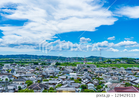 京都府井手町から見渡す井手町と京田辺市の町並み 京都府井手町から見渡す井手町と京田辺市の町並み 129429113