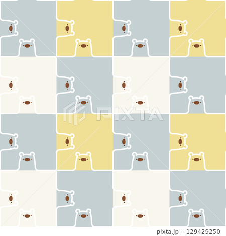 seamless minima line bear repeat pattern in blue and yellow plaid checkered background, flat jpg illustration graphic design seamless minima line bear repeat pattern in blue and yellow plaid checkered background, flat jpg illustration graphic design 129429250