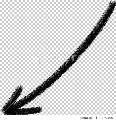木炭タッチの手描き左下向き矢印アイコン 129429300