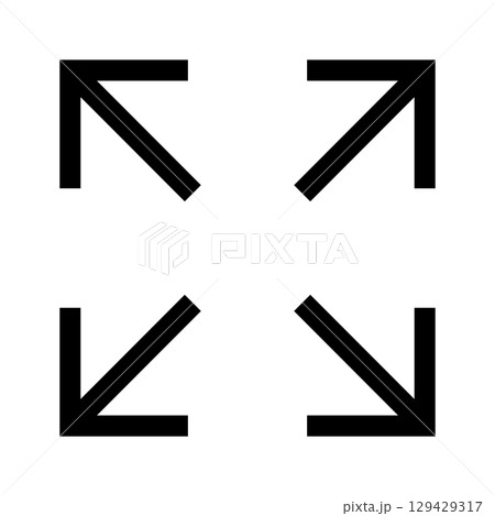 Full screen icon. Arrow mark icon. Vector isolated on white background. Full screen icon. Arrow mark icon. Vector isolated on white background. 129429317