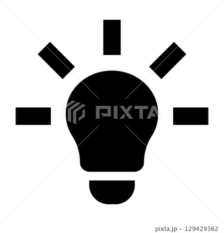 Light bulb black icon, ideas symbol. Vector illustration isolated on white background. Light bulb black icon, ideas symbol. Vector illustration isolated on white background. 129429362