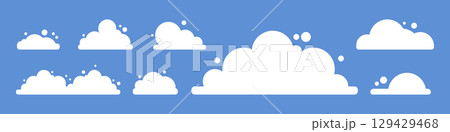 Set of cartoon clouds icons. Modern flat icons for design. Vector isolated on white background. Set of cartoon clouds icons. Modern flat icons for design. Vector isolated on white background. 129429468