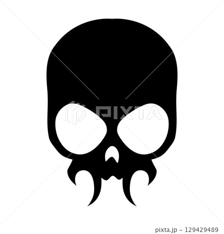 Skull icon illustration. Gothic design for prints. Comic style. Sticker for Horror or Halloween. Hand drawing illustration isolated on white background. Vector EPS 10 Skull icon illustration. Gothic design for prints. Comic style. Sticker for Horror or Halloween. Hand drawing illustration isolated on white background. Vector EPS 10 129429489