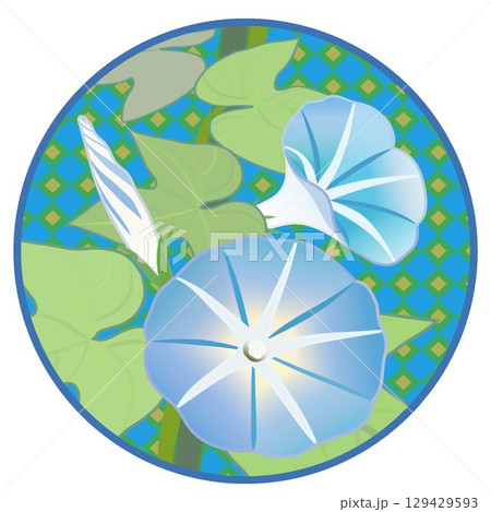 円形背景つきアサガオのイラスト 129429593
