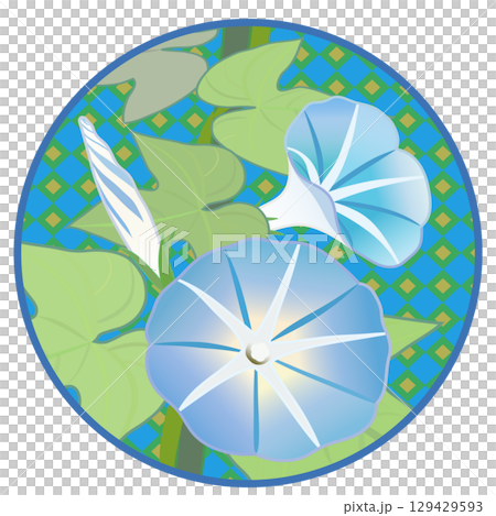 円形背景つきアサガオのイラスト 129429593