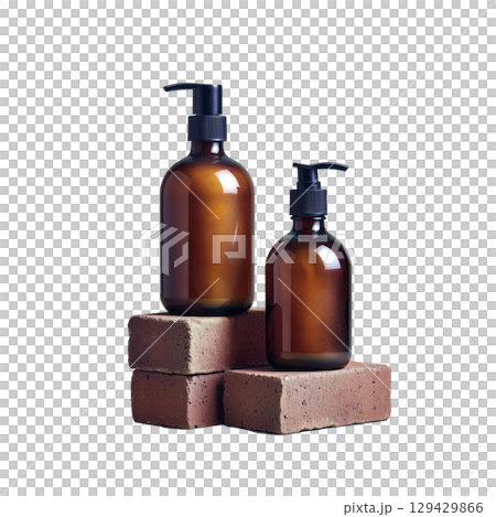 brown bottle of shampoo isolated on white brown bottle of shampoo isolated on white 129429866