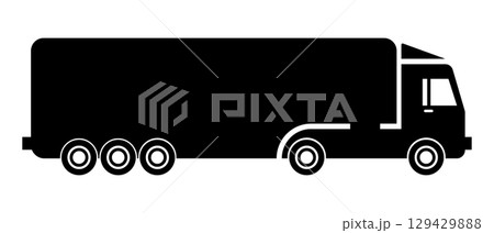 Truck black icon. Cargo truck icon. Delivery symbol. Vector illustration isolated on white background. Truck black icon. Cargo truck icon. Delivery symbol. Vector illustration isolated on white background. 129429888