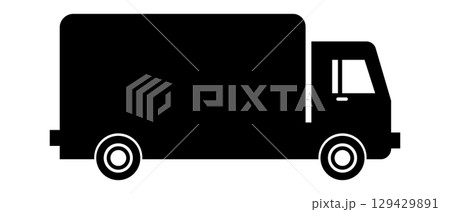 Truck black icon. Cargo truck icon. Delivery symbol. Vector illustration isolated on white background. 129429891