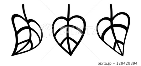 Leaf line art icons set. Vector illustration isolated on white background. Leaf line art icons set. Vector illustration isolated on white background. 129429894