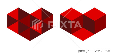 Abstract heart symbol. Geometric heart flat style. Vector illustration isolated on white background. 129429896