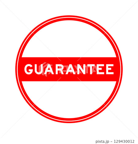 Red color round seal sticker in word guarantee on white background Red color round seal sticker in word guarantee on white background 129430012