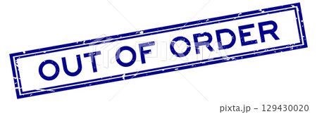 Grunge blue out of order word square rubber seal stamp on white background Grunge blue out of order word square rubber seal stamp on white background 129430020