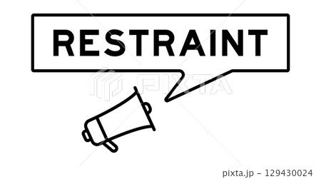 Megaphone icon with speech bubble in word restraint on white background 129430024