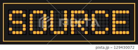 Orange color led banner in word source on black background Orange color led banner in word source on black background 129430072