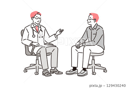 病院での診察シーン男性医師 129430240