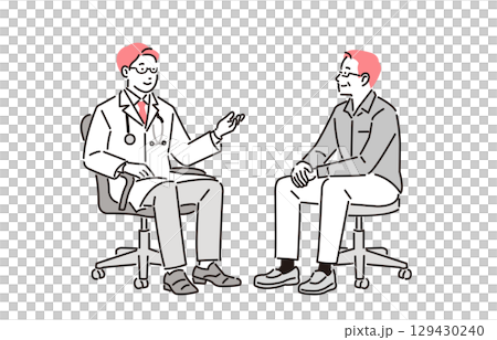病院での診察シーン男性医師 129430240