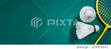 2. Shuttlecock on Badminton Court Background 129430241