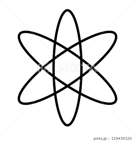 Atom icon. Molecule or atom symbol. Vector illustration isolated on white background. 129430320