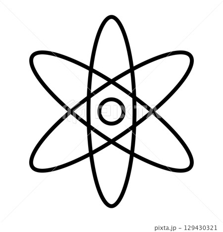 Atom icon. Molecule or atom symbol. Vector illustration isolated on white background. 129430321
